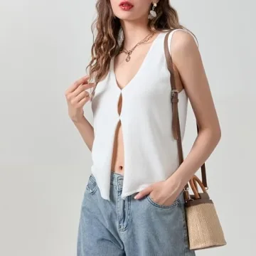 Stylish Y2K Crochet Knit Vest Top for Women - Casual Summer Wear