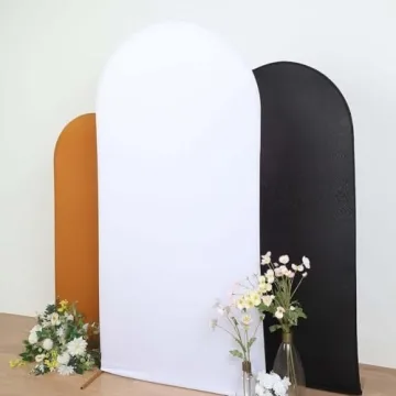 7ft White Spandex Fit Round Top Backdrop Cover for Events