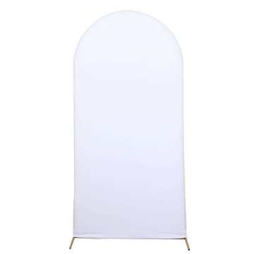 7ft White Spandex Fit Round Top Backdrop Cover for Events