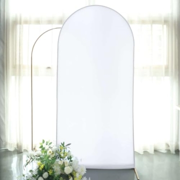 7ft White Spandex Fit Round Top Backdrop Cover for Events
