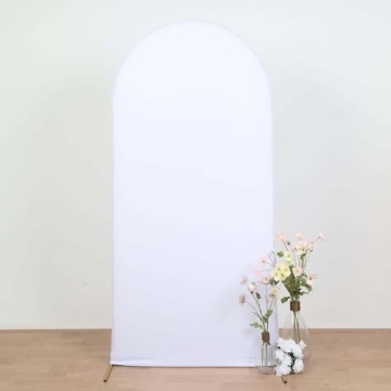 7ft White Spandex Fit Round Top Backdrop Cover for Events