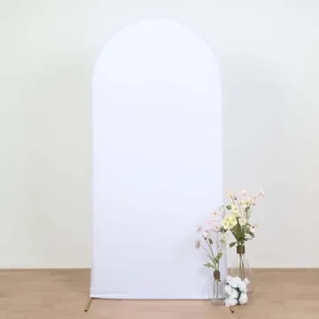 7ft White Spandex Fit Round Top Backdrop Cover for Events