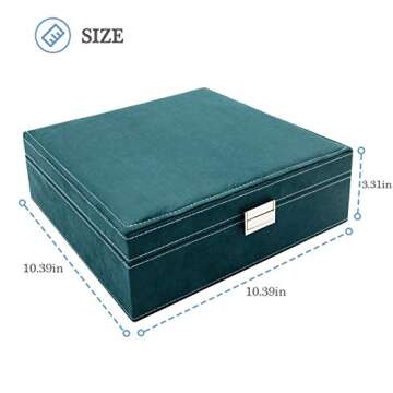 ProCase Velvet Jewelry Box Organizer for Women, 2 Layer Jewelry Display Storage Holder Case for Necklace Earrings Bracelets Rings -Green