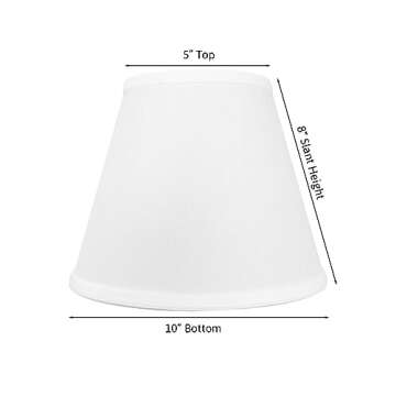 5x10x8 White Fabric Lampshade Empire with Edison Bulb Clip On Fitter - Perfect for small table lamps, desk lamps, and accent lights -Medium, White