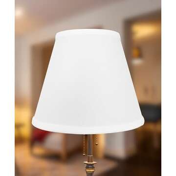 5x10x8 White Fabric Lampshade Empire with Edison Bulb Clip On Fitter - Perfect for small table lamps, desk lamps, and accent lights -Medium, White