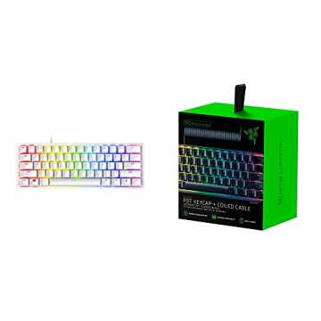 Razer Huntsman Mini 60% Gaming Keyboard + PBT Keycap + Stylish Coiled Cable Upgrade Set