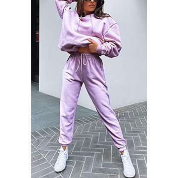 Waitfairy Women's Cinch Bottom Sweatpants High Waisted Trendy Athletic Jogger Pants for Teen Girls Lounge Trousers with Pockets Light Purple L