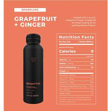 BrightFox Hydration | Grapefruit Ginger Sparkling Water | The Highest Electrolyte Drink Zero Compromise | Vitamins Minerals Antioxidants Immunity | Zero Calories | 24 Pack