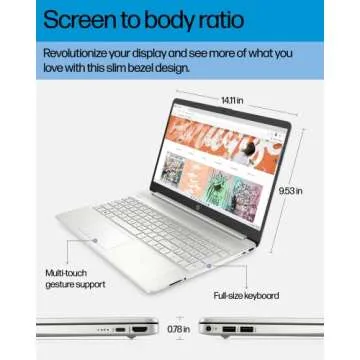 HP 15.6-inch Laptop, AMD Ryzen 7 5700U, 8 GB RAM, 256 GB SSD, HD Micro-Edge Display, Windows 11 Home, Thin & Portable, Long-Lasting Battery, Full-Size Keyboard, Wi-Fi 6 & Bluetooth (15-ef2025nr, 2022)