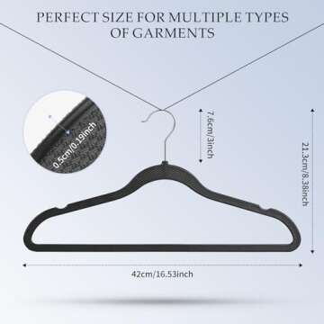 Space Saving Plastic Coat Hangers - 50-Pack Non-Slip Design