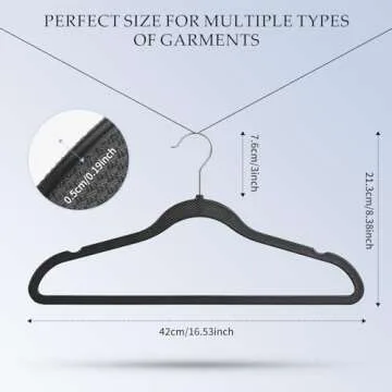 Space Saving Plastic Coat Hangers - 50-Pack Non-Slip Design