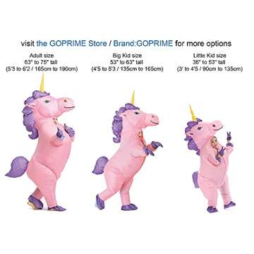 GOPRIME Unicorn Costume, Inflatable, Blow Up Suit, Adult Size (Pink)