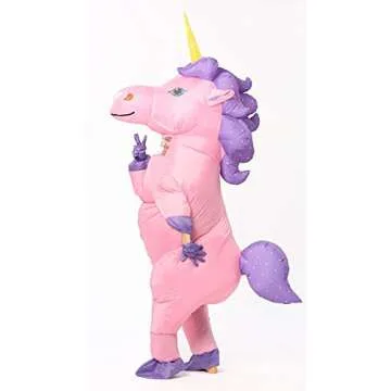 GOPRIME Unicorn Costume, Inflatable, Blow Up Suit, Adult Size (Pink)