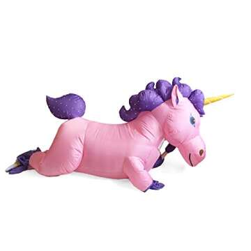 GOPRIME Unicorn Costume, Inflatable, Blow Up Suit, Adult Size (Pink)