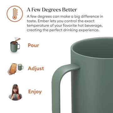 Ember Temperature Control 14oz Smart Mug 2, App-Controlled and Rechargeable Heated Coffee Cup Warmer with Intelligent LED Display, Sage Green.