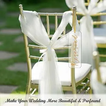 6 Pieces Reserved Signs for Wedding Chairs, Catcan Reserved Seating Signs with Gloden Hanging Rope Acrylic Reserved Chair Hanging Sign for Wedding Church Pews Restaurant Chairs (Golden Letter)