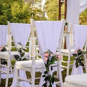 6 Pieces Reserved Signs for Wedding Chairs, Catcan Reserved Seating Signs with Gloden Hanging Rope Acrylic Reserved Chair Hanging Sign for Wedding Church Pews Restaurant Chairs (Golden Letter)