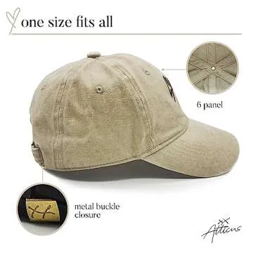 Atticus Poetry Dad Hat, Stay Wild - Trendy Summer Girl Cotton Baseball Cap for Women with Custom Buckle, Adjustable One Size (Khaki, Stay Wild)