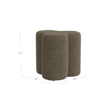 HomePop Upholstered Clover Shaped Ottoman Home Décor|Foot Rest Ottoman - Dark Brown Boucle