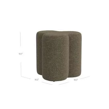 HomePop Upholstered Clover Shaped Ottoman Home Décor|Foot Rest Ottoman - Dark Brown Boucle