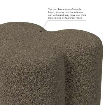 HomePop Upholstered Clover Shaped Ottoman Home Décor|Foot Rest Ottoman - Dark Brown Boucle