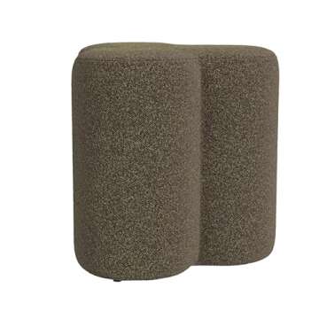 HomePop Upholstered Clover Shaped Ottoman Home Décor|Foot Rest Ottoman - Dark Brown Boucle