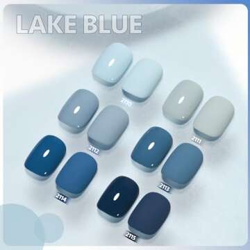 GAOY Blue Navy Gel Nail Polish Set, 6 Colors Nude Gray Baby Blue Soak Off UV Light Cure Gel Polish K...