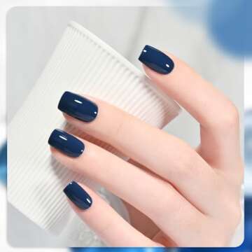 GAOY Blue Navy Gel Nail Polish Set, 6 Colors Nude Gray Baby Blue Soak Off UV Light Cure Gel Polish Kit for Salon and Nail Art DIY at Home