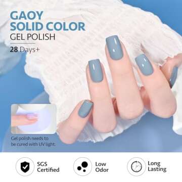 GAOY Blue Navy Gel Nail Polish Set, 6 Colors Nude Gray Baby Blue Soak Off UV Light Cure Gel Polish Kit for Salon and Nail Art DIY at Home