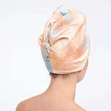 Kitsch Microfiber Hair Towel Wrap -Quick Dry Curly Hair Wraps for Women Wet Hair | Microfiber Towel for Hair | Hair Drying Towel Wrap | Hair Towels for Women | Hair Turban for Wet Hair(Sunset Tie Dye)
