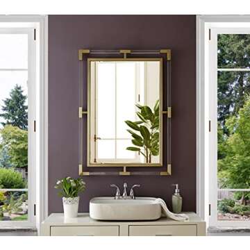Meridian Furniture 451-M Ghost Collection Modern | Contemporary Mirror, Acrylic/Brushed Gold, 28" W x 1" D x 38" H