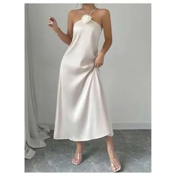 Elegant SOLY HUX Floral Satin Cami Dress for Women