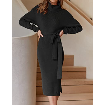 ZESICA Women's Turtleneck Midi Dress | Elegant and Cozy Look