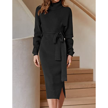 ZESICA Women's Turtleneck Midi Dress | Elegant and Cozy Look