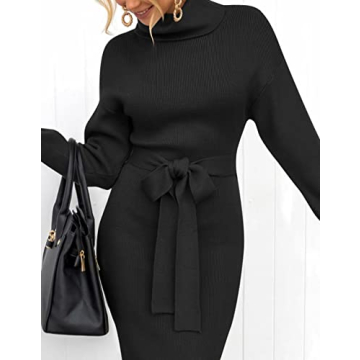 ZESICA Women's Turtleneck Midi Dress | Elegant and Cozy Look