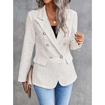 Stylish MakeMeChic Tweed Blazer for Women