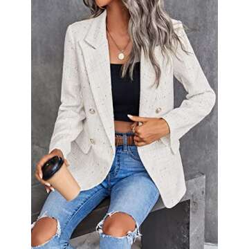 Stylish MakeMeChic Tweed Blazer for Women