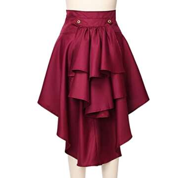 Steampunk Women's Skirts Waist Belt for Women Ruffles Pirate Corset Costumes (Red, Small)