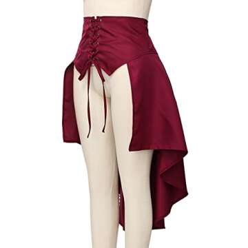 Steampunk Women's Skirts Waist Belt for Women Ruffles Pirate Corset Costumes (Red, Small)
