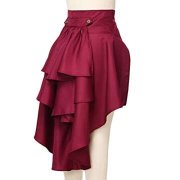 Steampunk Women's Skirts Waist Belt for Women Ruffles Pirate Corset Costumes (Red, Small)