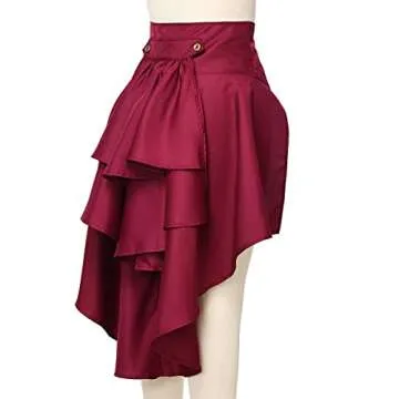 Steampunk Women's Skirts Waist Belt for Women Ruffles Pirate Corset Costumes (Red, Small)