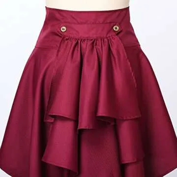 Steampunk Women's Skirts Waist Belt for Women Ruffles Pirate Corset Costumes (Red, Small)