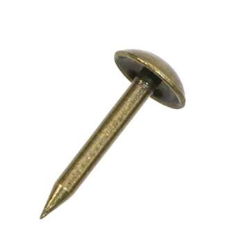Shapenty 100PCS 6mm Diameter Small Vintage Decorative Furniture Sofa Rivet Nails Upholstery Pins Craft Thumbtack Tack, 6x14mm, Antique Brass