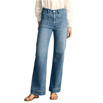 YEXPINE Women's Jeans High Waisted Straight Leg Jeans Stretch Terry Patch Pockets Casul Denim Pants ...