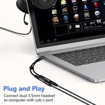 USB C Microphone Adapter for Hi-Res Audio & Mic