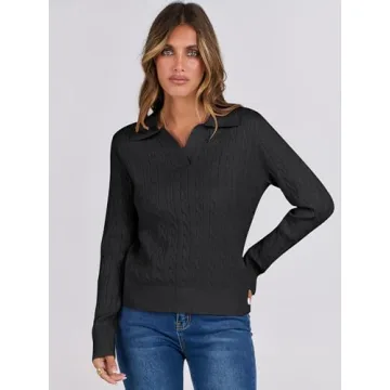ANRABESS Women's Cable Knit Sweater - Stylish & Comfy