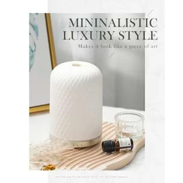 Essential Oil Diffuser,110ML Diffusers for Essential Oils Large Room, Ceramic Diffusers USB Powered Decorative Ultrasonic Defuzzer, Ideal for Aesthetic Home,Dorm Décor, Yoga,White