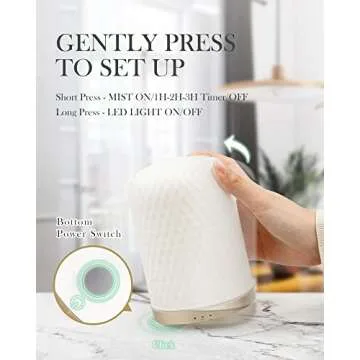 Essential Oil Diffuser,110ML Diffusers for Essential Oils Large Room, Ceramic Diffusers USB Powered Decorative Ultrasonic Defuzzer, Ideal for Aesthetic Home,Dorm Décor, Yoga,White