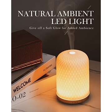 Essential Oil Diffuser,110ML Diffusers for Essential Oils Large Room, Ceramic Diffusers USB Powered Decorative Ultrasonic Defuzzer, Ideal for Aesthetic Home,Dorm Décor, Yoga,White