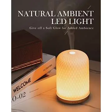 Essential Oil Diffuser,110ML Diffusers for Essential Oils Large Room, Ceramic Diffusers USB Powered Decorative Ultrasonic Defuzzer, Ideal for Aesthetic Home,Dorm Décor, Yoga,White